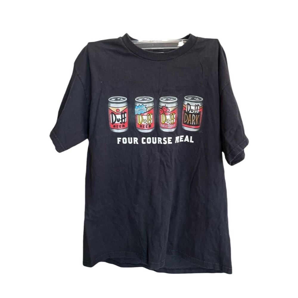 Delta Pro The Simpsons Men's T-shirt Duff Beer Four Course Meal Black Size Large